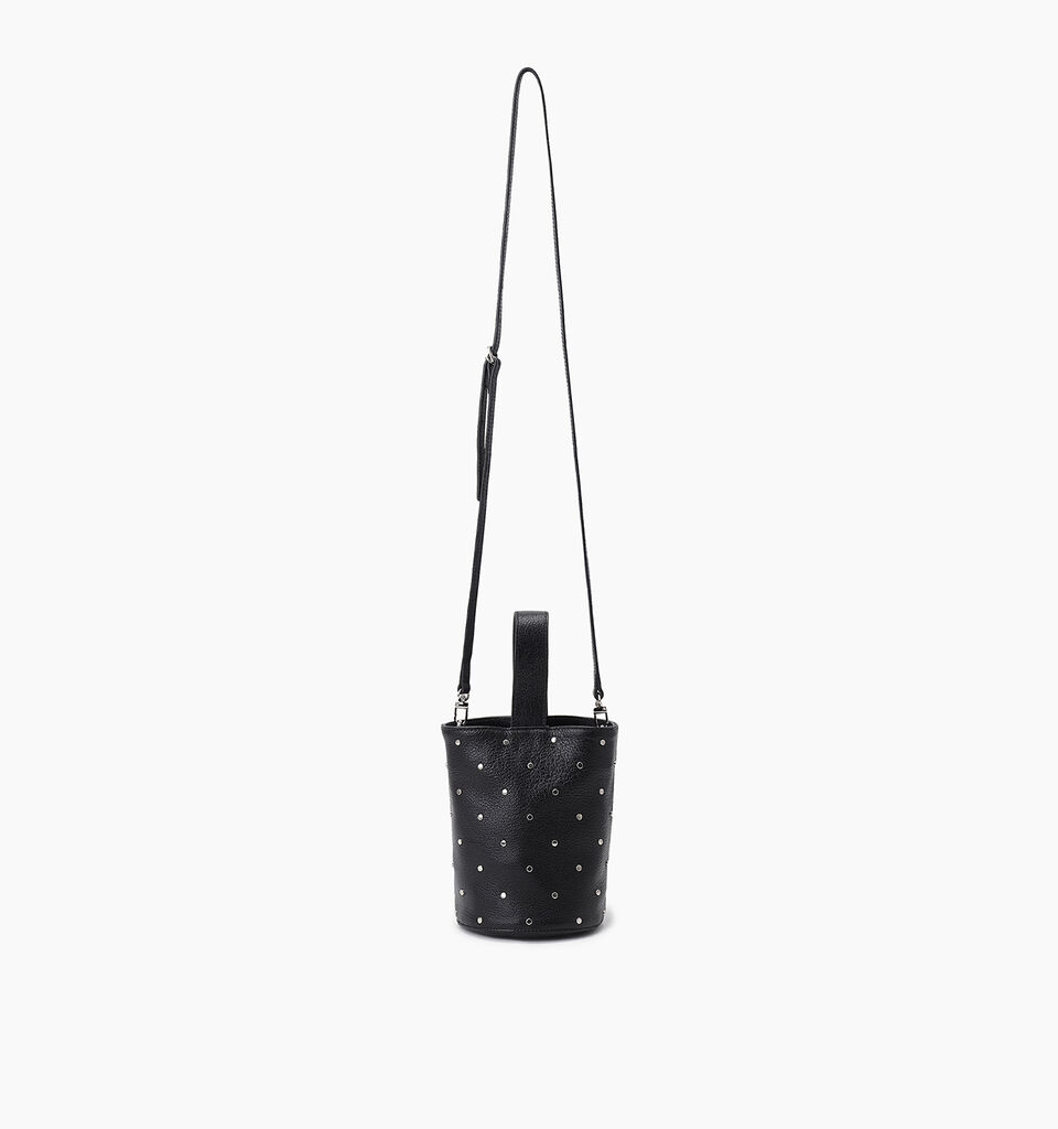 Black leather bucket bag with studs - null - Black | Sisley K image number 1